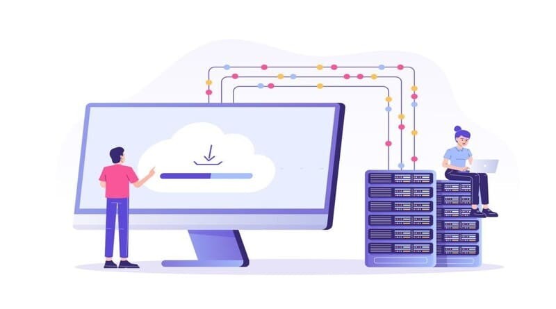 Cloud and Server Connection Illustration