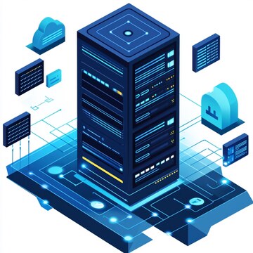 Illustration of a Server with Cloud Integration