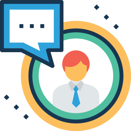 Icon of a person profile with a speech bubble