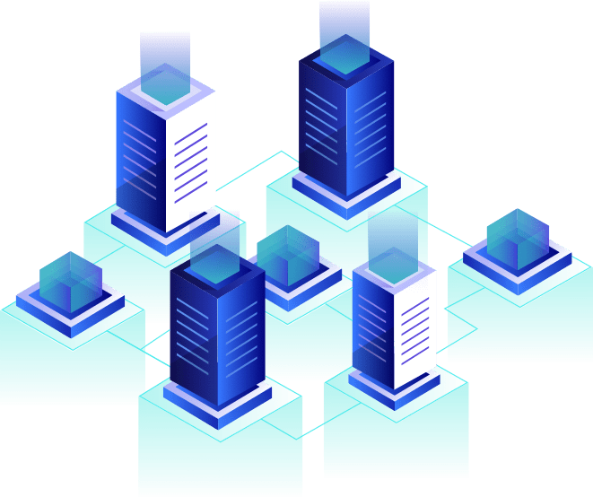 Illustration of multiple servers interconnected in a data center
