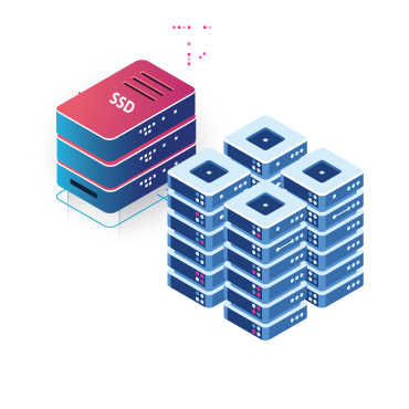 Illustration of multiple SSD servers stacked together.